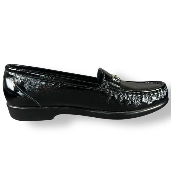 SAS Metro Leather Loafers Tripad Comfort Foot Bed Black Patent WMNS SZ 6.5 M EUC - Picture 6 of 10